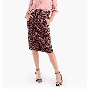 NWT J. Crew Rose Leopard Velvet Skirt Size Small